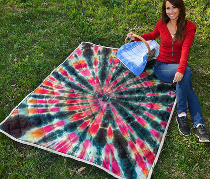 Black Backed Tie Dye Print Quilt