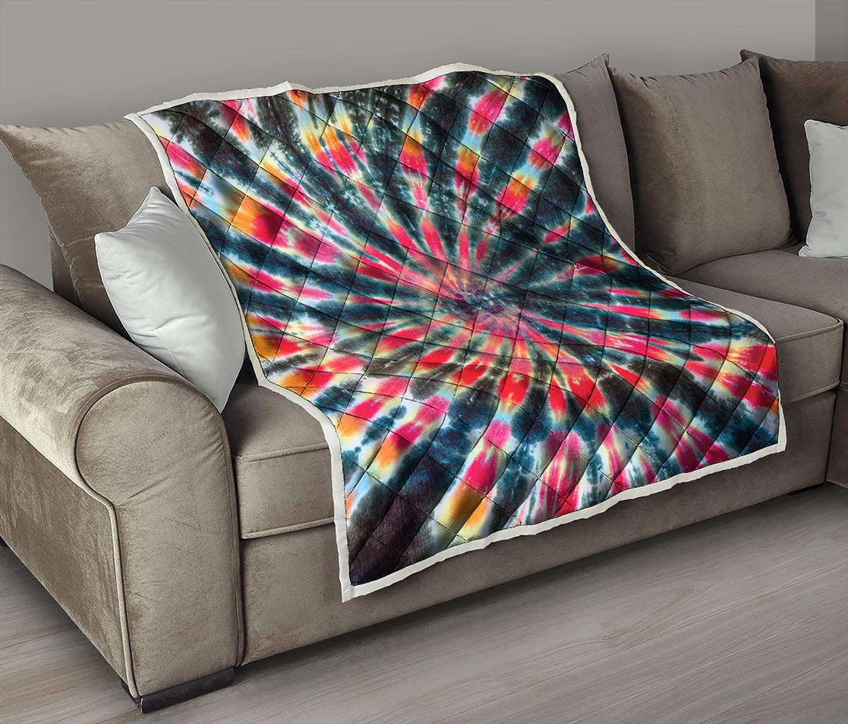 Black Backed Tie Dye Print Quilt