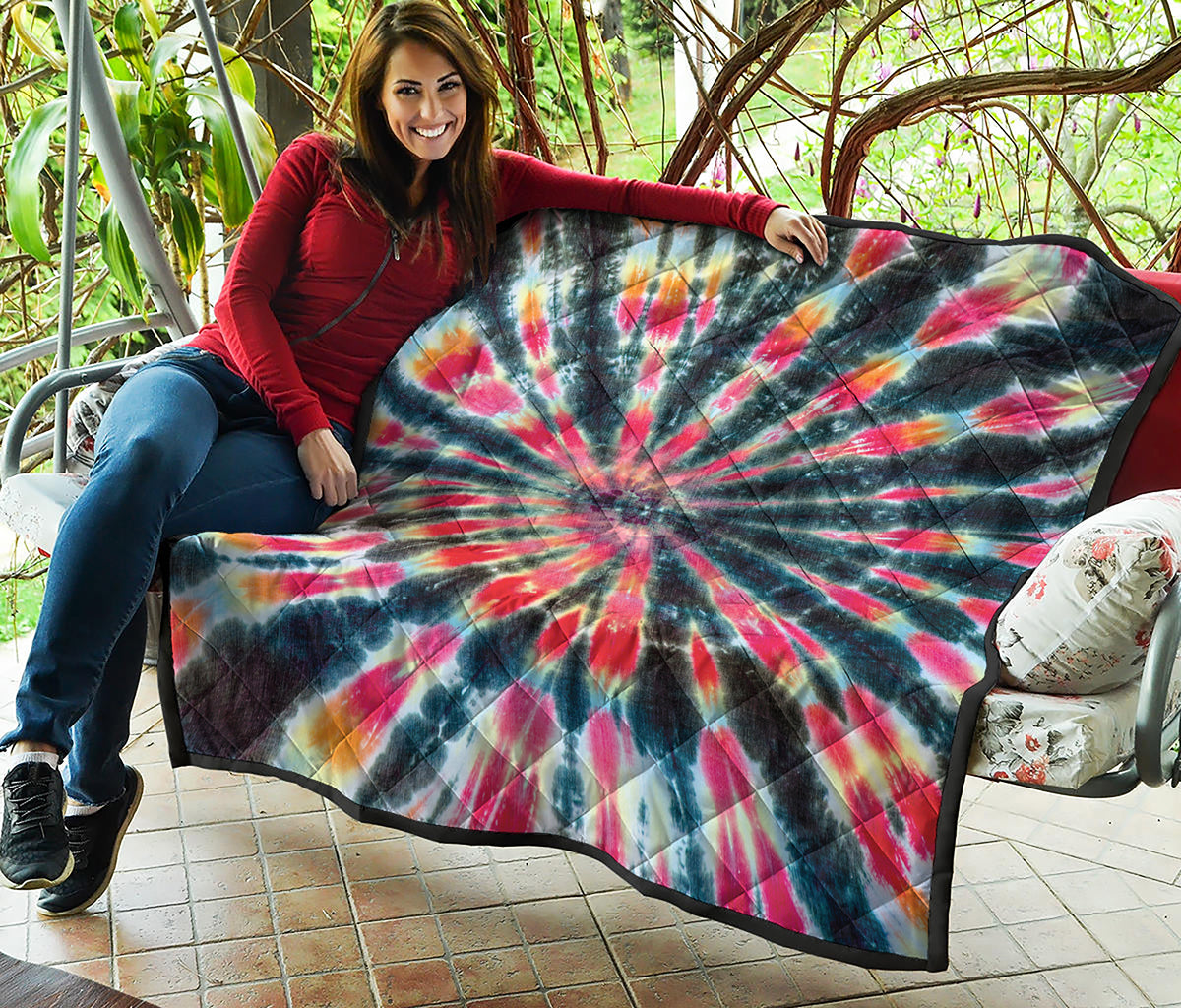 Black Backed Tie Dye Print Quilt