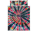 Black Backed Tie Dye Print Quilt Bed Set