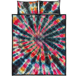 Black Backed Tie Dye Print Quilt Bed Set