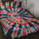 Black Backed Tie Dye Print Quilt Bed Set
