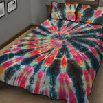 Black Backed Tie Dye Print Quilt Bed Set