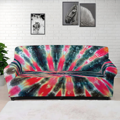 Black Backed Tie Dye Print Sofa Cover