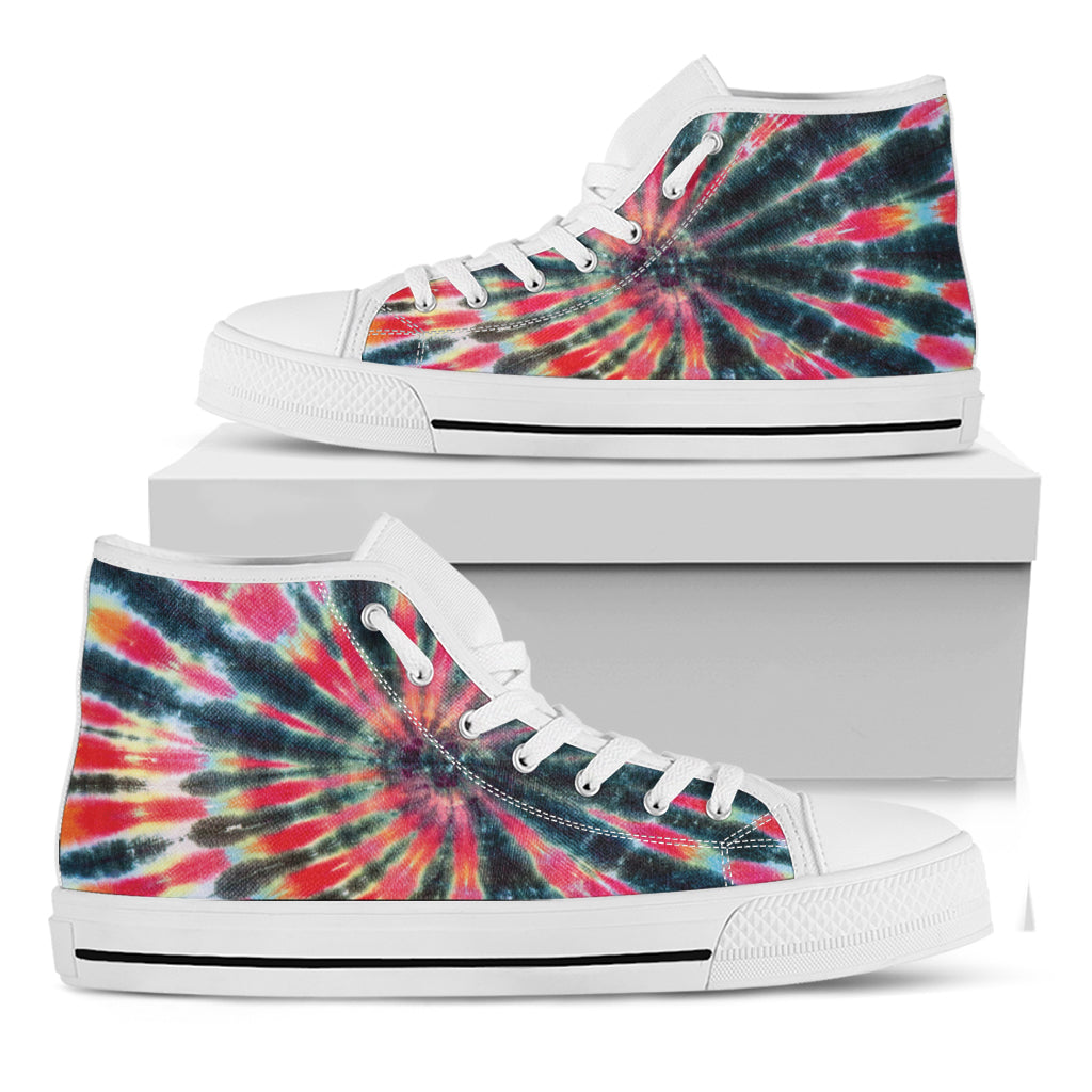 Black Backed Tie Dye Print White High Top Shoes