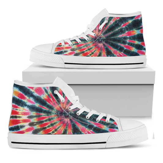 Black Backed Tie Dye Print White High Top Shoes