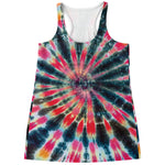 Black Backed Tie Dye Print Women's Racerback Tank Top