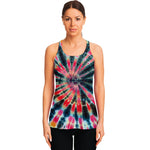 Black Backed Tie Dye Print Women's Racerback Tank Top