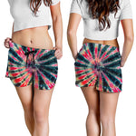 Black Backed Tie Dye Print Women's Shorts