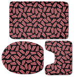 Black Bacon Pattern Print 3 Piece Bath Mat Set