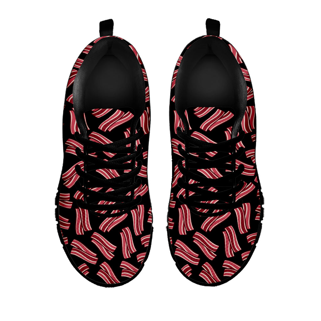 Black Bacon Pattern Print Black Sneakers