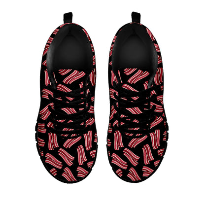 Black Bacon Pattern Print Black Sneakers