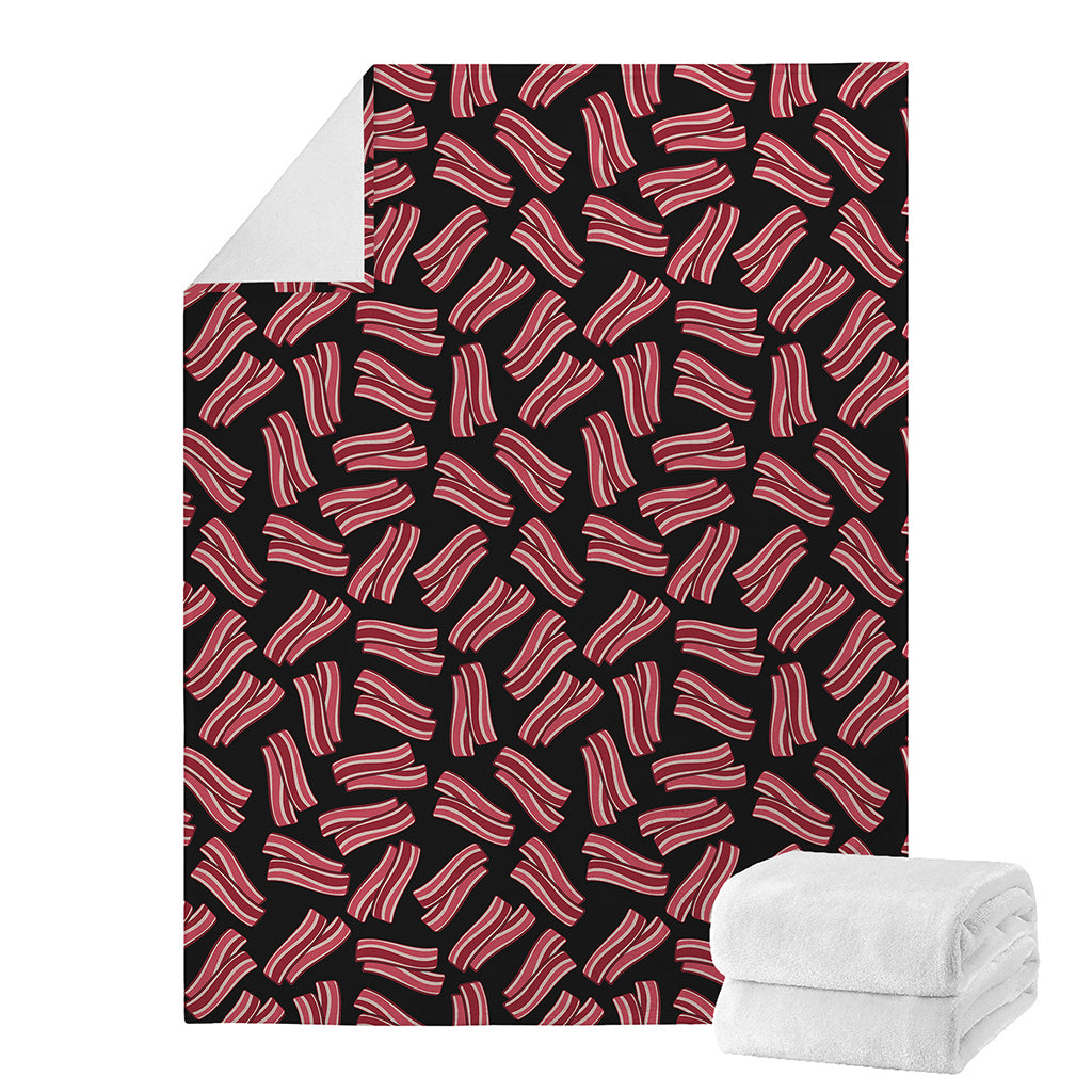 Black Bacon Pattern Print Blanket