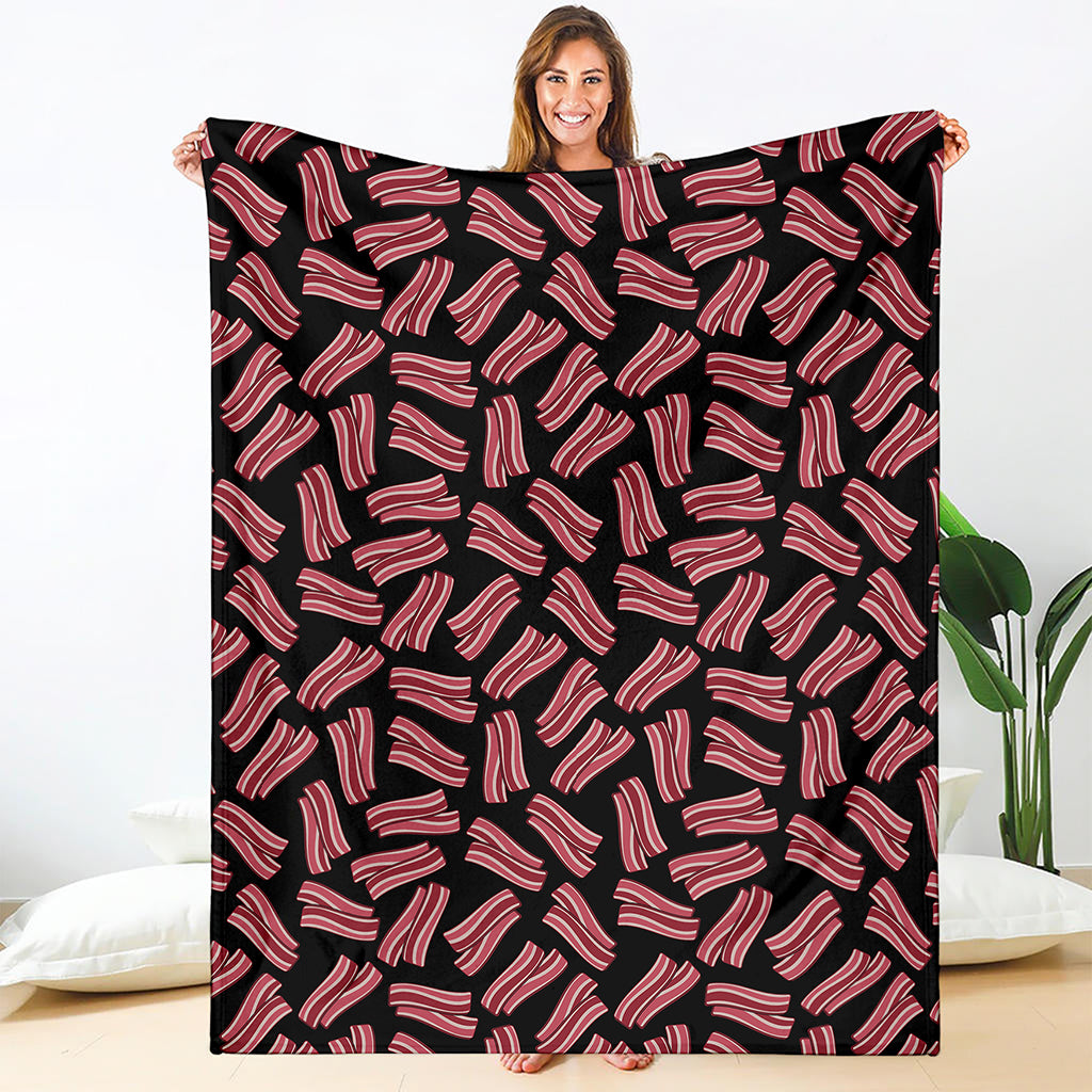 Black Bacon Pattern Print Blanket