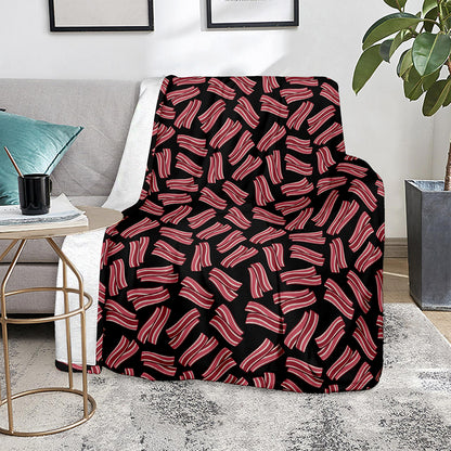 Black Bacon Pattern Print Blanket