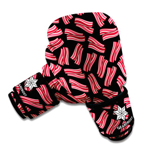 Black Bacon Pattern Print Boxing Gloves