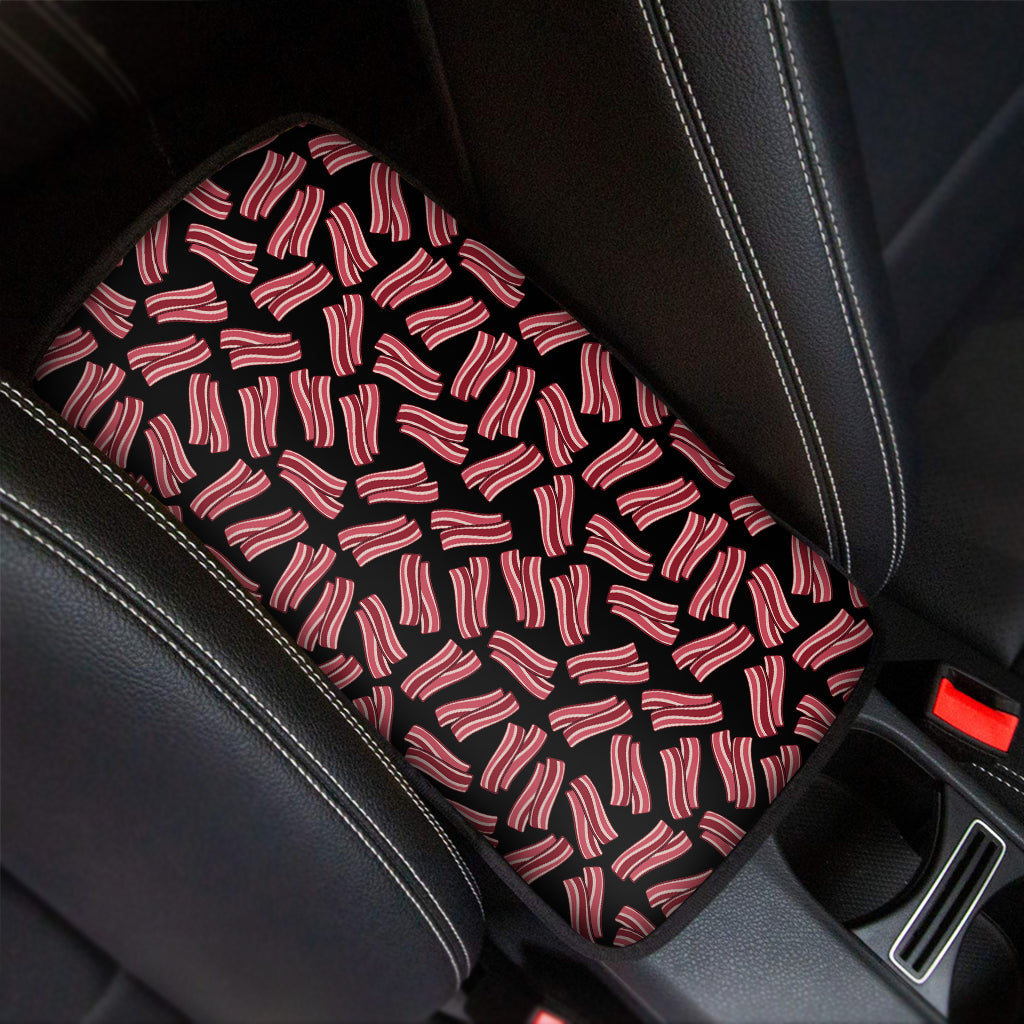 Black Bacon Pattern Print Car Center Console Cover