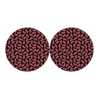Black Bacon Pattern Print Car Coasters