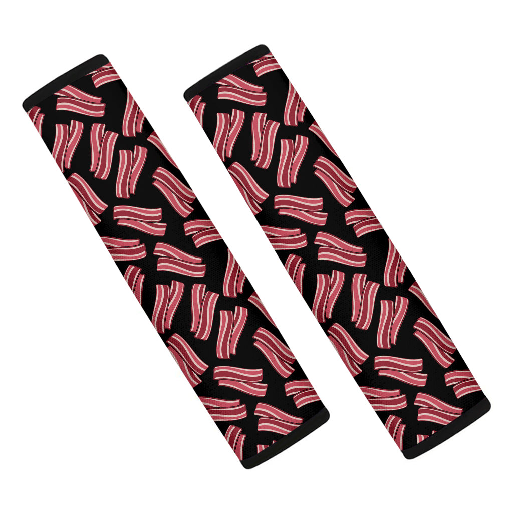 Black Bacon Pattern Print Car Seat Belt Covers