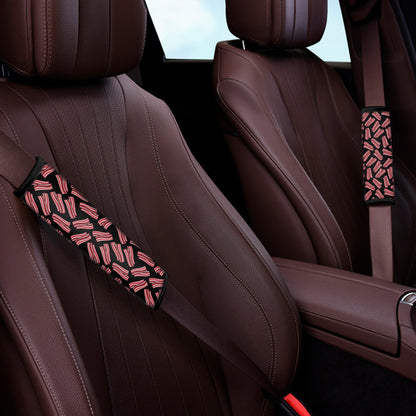 Black Bacon Pattern Print Car Seat Belt Covers