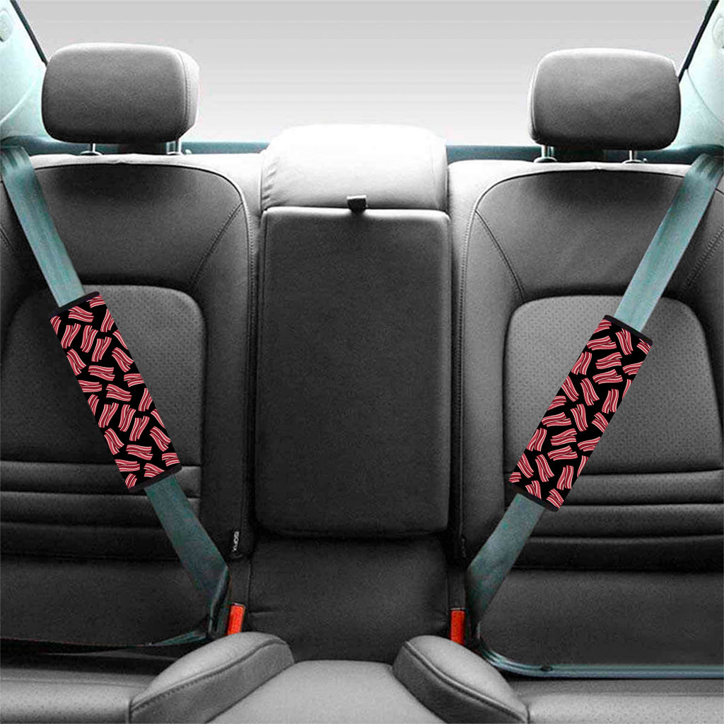 Black Bacon Pattern Print Car Seat Belt Covers