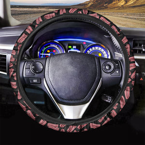 Black Bacon Pattern Print Car Steering Wheel Cover