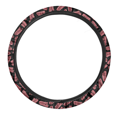 Black Bacon Pattern Print Car Steering Wheel Cover