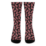 Black Bacon Pattern Print Crew Socks