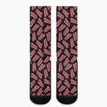 Black Bacon Pattern Print Crew Socks