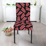 Black Bacon Pattern Print Dining Chair Slipcover