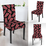 Black Bacon Pattern Print Dining Chair Slipcover