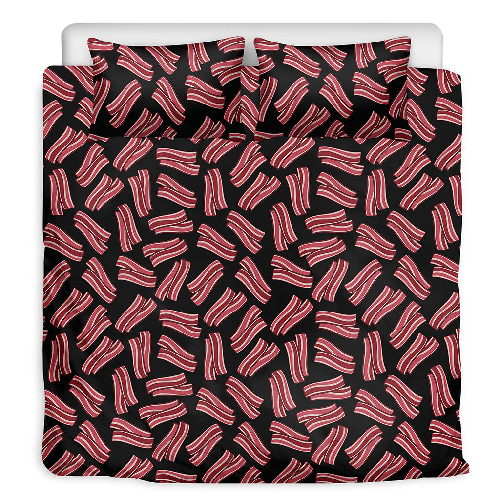 Black Bacon Pattern Print Duvet Cover Bedding Set