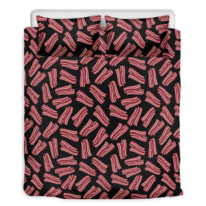 Black Bacon Pattern Print Duvet Cover Bedding Set