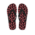 Black Bacon Pattern Print Flip Flops