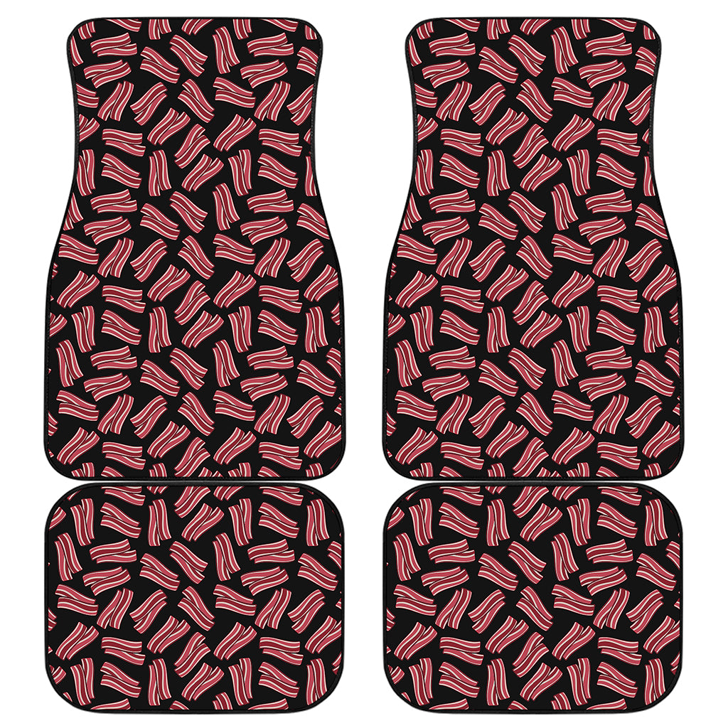 Black Bacon Pattern Print Front and Back Car Floor Mats