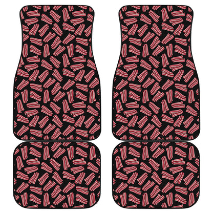 Black Bacon Pattern Print Front and Back Car Floor Mats