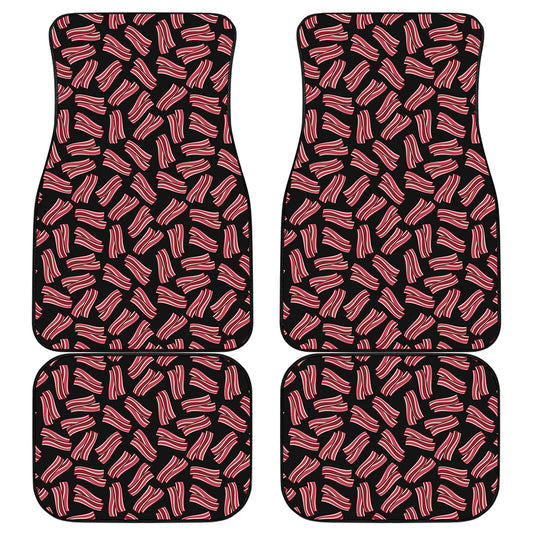 Black Bacon Pattern Print Front and Back Car Floor Mats