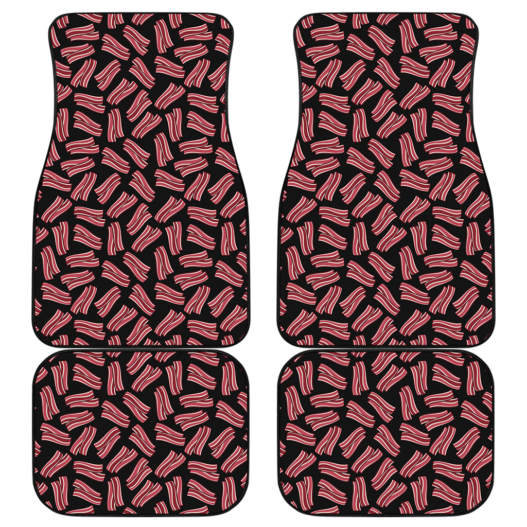 Black Bacon Pattern Print Front and Back Car Floor Mats
