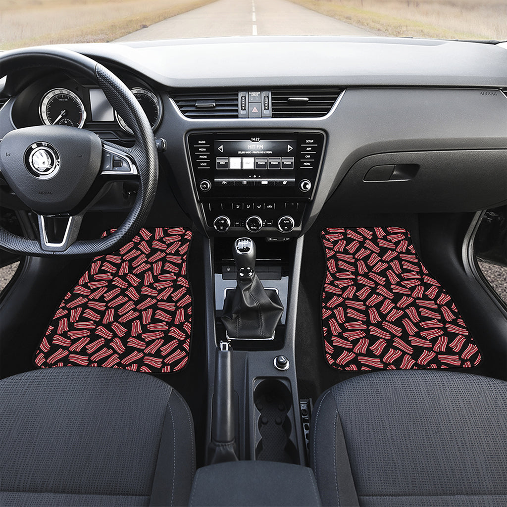 Black Bacon Pattern Print Front and Back Car Floor Mats