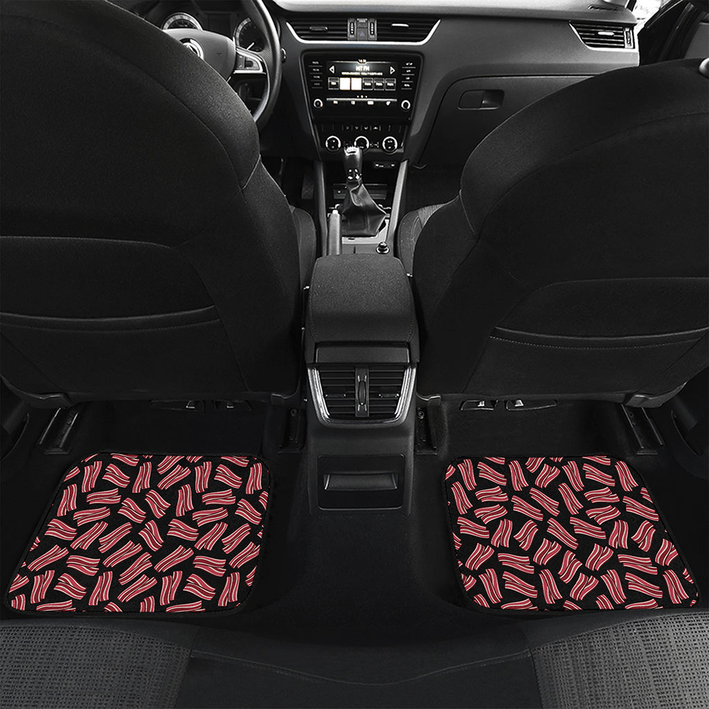 Black Bacon Pattern Print Front and Back Car Floor Mats