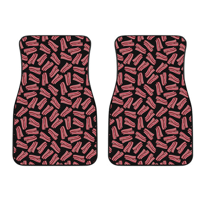 Black Bacon Pattern Print Front Car Floor Mats