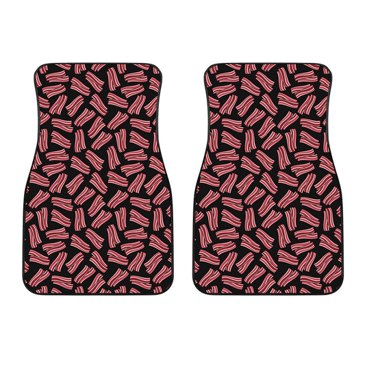 Black Bacon Pattern Print Front Car Floor Mats
