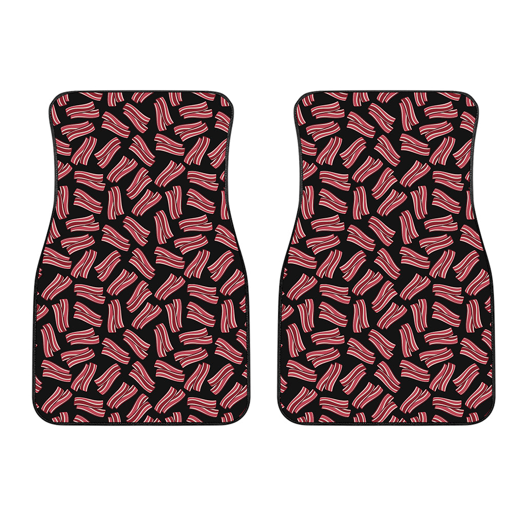 Black Bacon Pattern Print Front Car Floor Mats