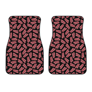 Black Bacon Pattern Print Front Car Floor Mats