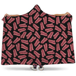 Black Bacon Pattern Print Hooded Blanket