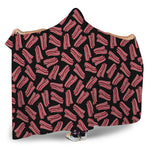 Black Bacon Pattern Print Hooded Blanket