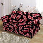 Black Bacon Pattern Print Loveseat Slipcover