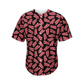 Black Bacon Pattern Print Men's Baseball Jersey