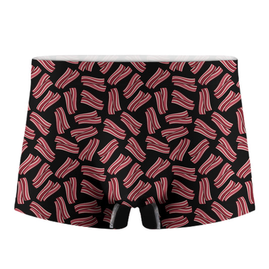 Black Bacon Pattern Print Men's Boxer Briefs