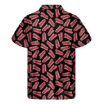 Black Bacon Pattern Print Men's Short Sleeve Shirt